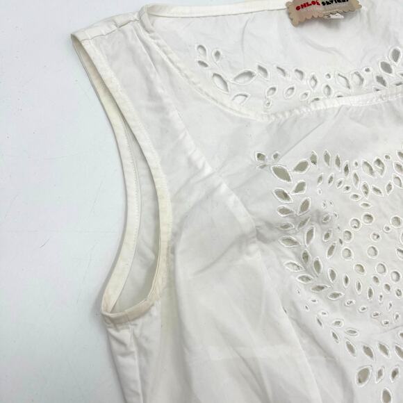 Opening Ceremony x Chloe Sevigny Cropped Eyelet Tank Top White - Picture 2 of 10